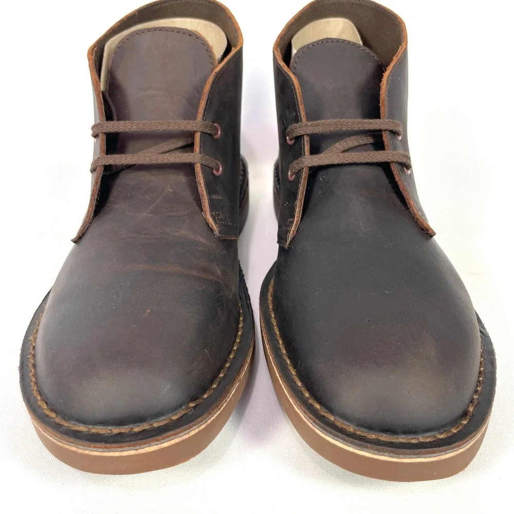 Clarks Bushacre 2 Chukka Boots Mens 8W Dark Brown Beeswax Leather NWOB